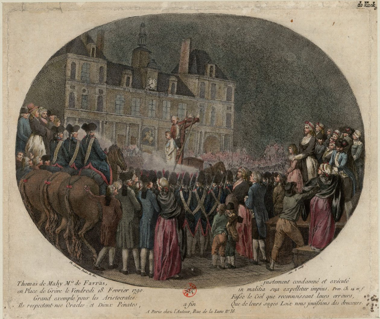 Poprava Thomase de Mahy, markýze z Favras 1744-1790, 18. února 1790, od Jacques Philippe Caresme