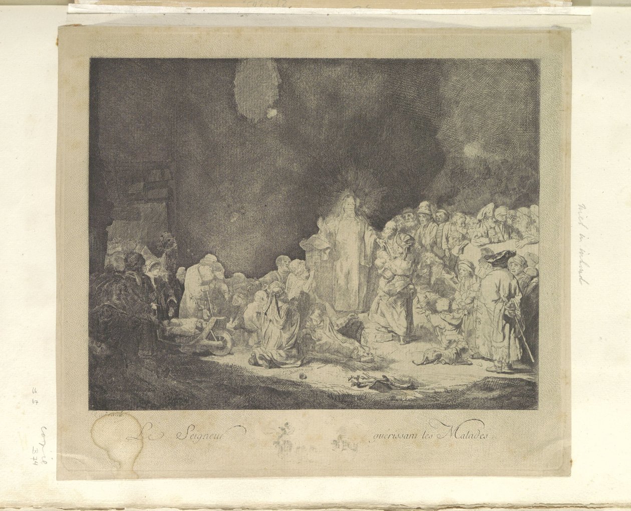 Predikende Christus (De Honderdguldenprent) Pán uzdravuje nemocné (název na předmětu) Kolekce osmdesáti pěti původních tisků (název série) od Jacques Philippe Le Bas