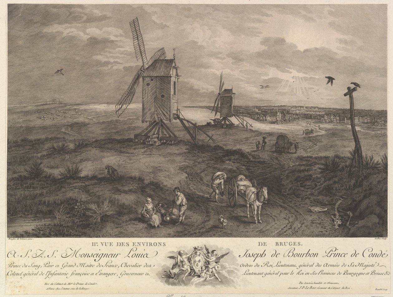 Druhý pohled na okolí Brugg IIe. Vue des environs de Bruggy. od Jacques Philippe Le Bas