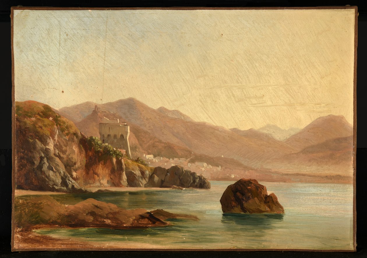 Jezero obklopené skalami od Jacques Raymond Brascassat