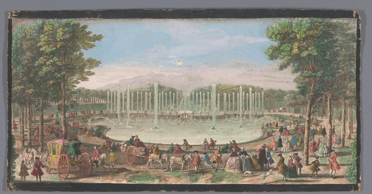 Pohled na Bassin de Neptun v zahradě Versailles Vue du Bassin de Neptun dans le Jardin de Versailles (název na objektu) od Jacques Rigaud (possibly)