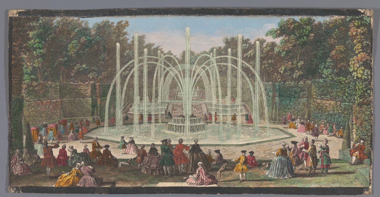 Pohled na Bosquet des Trois Fontaines v zahradě Versailles Les Trois Fontaines (název na objektu) od Jacques Rigaud (possibly)