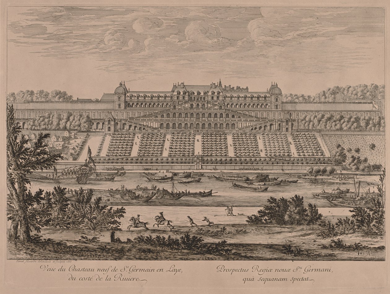 Zámek St. Germain en Laye od řeky. od Jacques Rigaud
