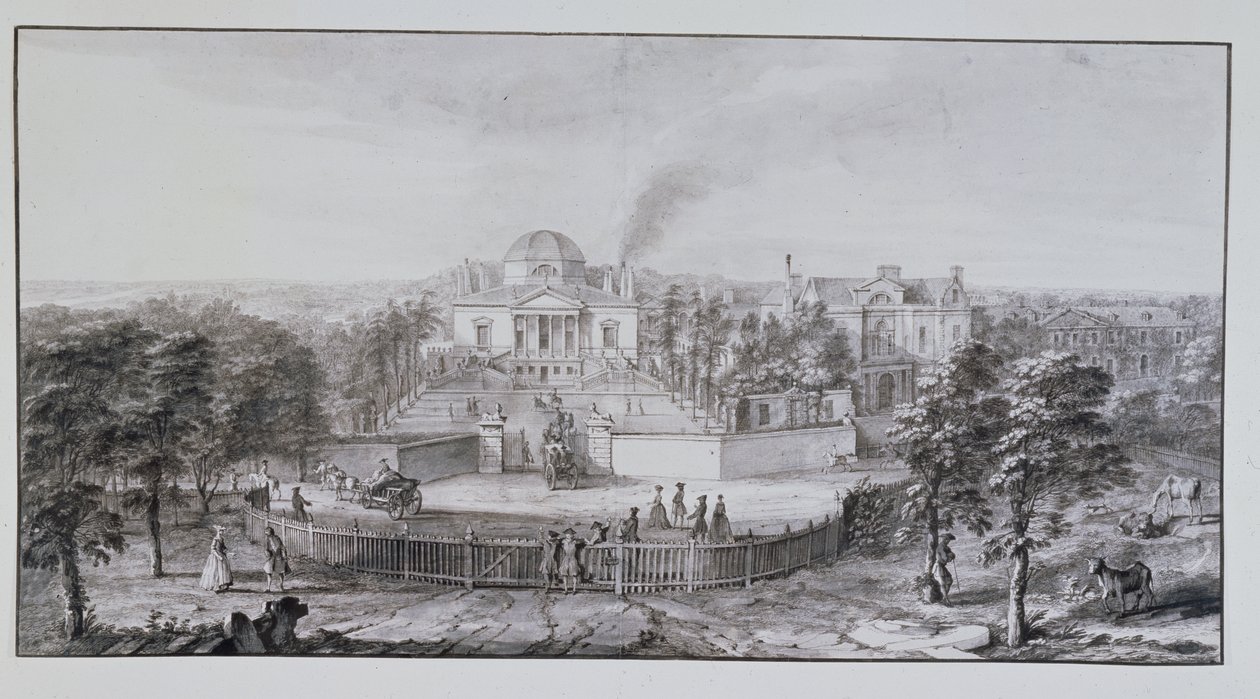 Chiswick Villa lorda Burlingtona, z jihovýchodu (pero a inkoust s perem na papíře) od Jacques Rigaud