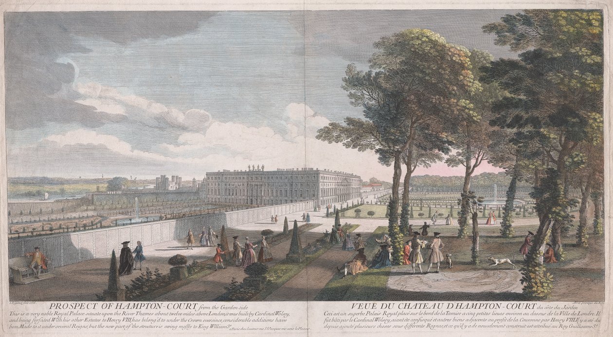 Pohled na Hampton Court ze strany zahrady od Jacques Rigaud