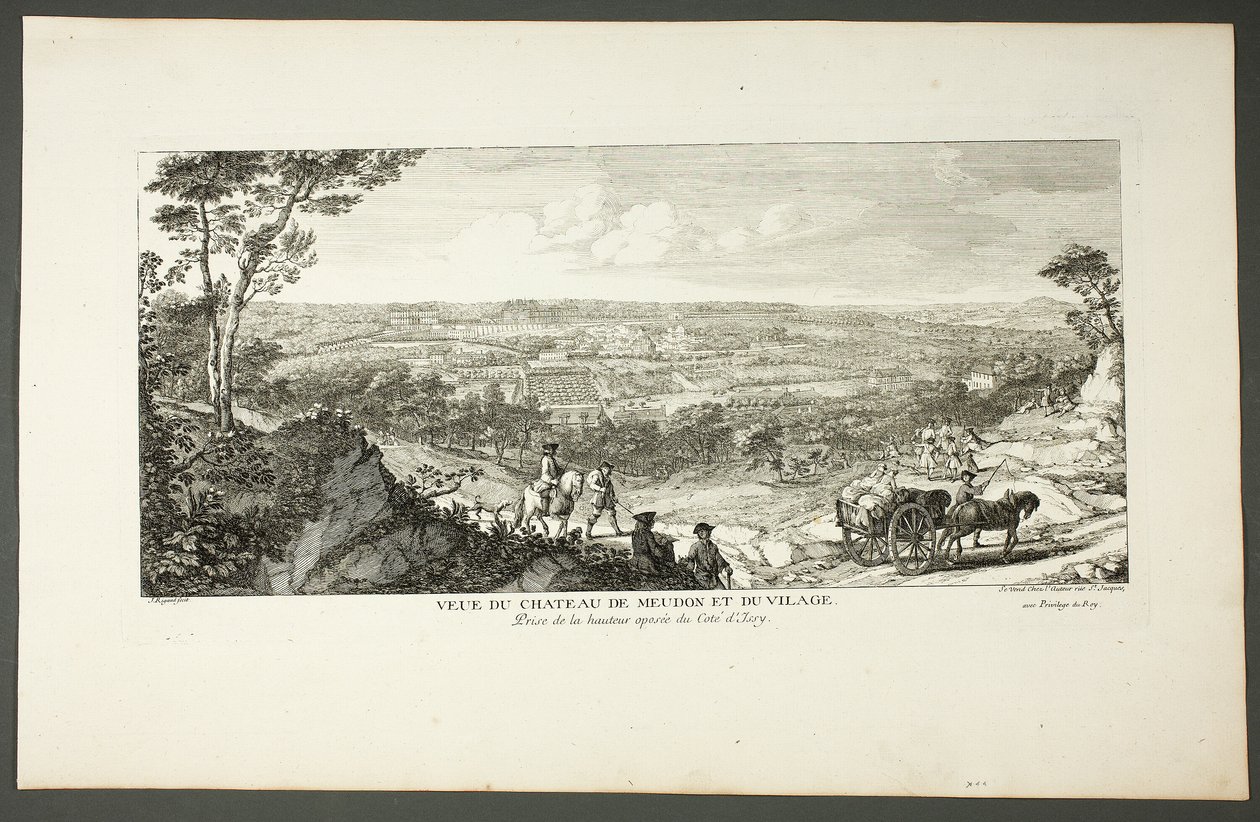 Pohled na královský palác Meudon a vesnici, ze série Le Château de Meudon od Jacques Rigaud