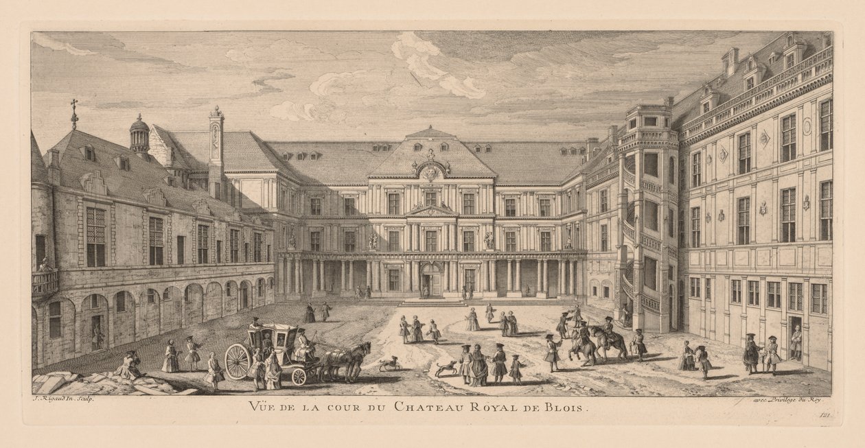 Pohled na nádvoří Château de Blois od Jacques Rigaud