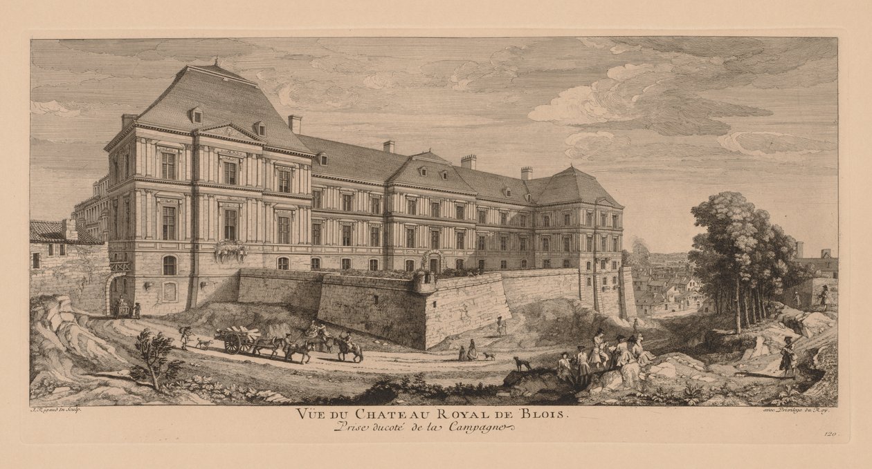 Pohled na královský hrad Blois z krajiny od Jacques Rigaud