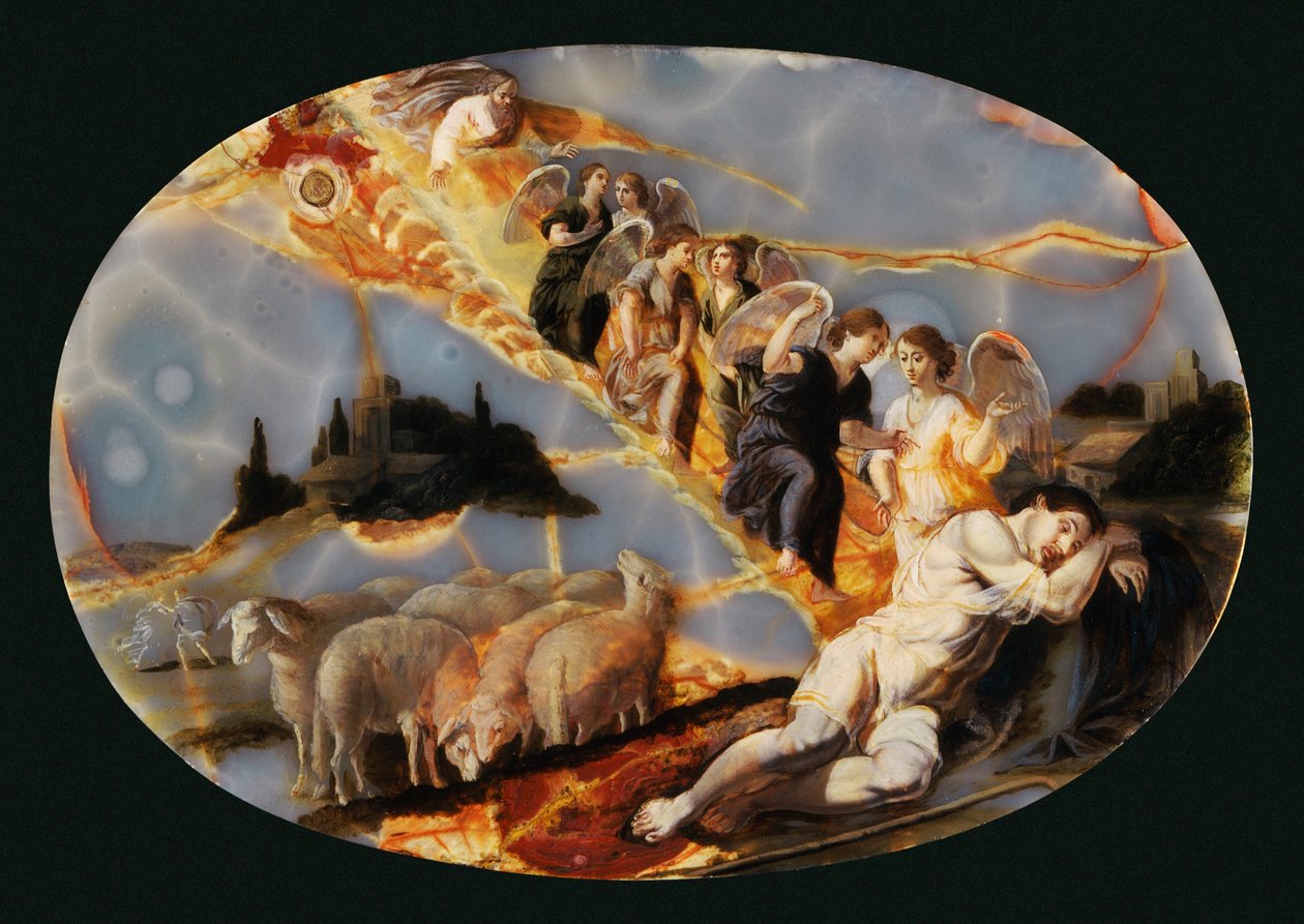Jacobs ladder, cca 1650 (olej na onyxu) od Jacques Stella