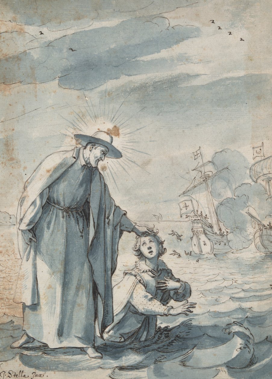 The Rescue of the Sailor Andrea, přípravná studie pro rytinu od Christiana Sase od Jacques Stella