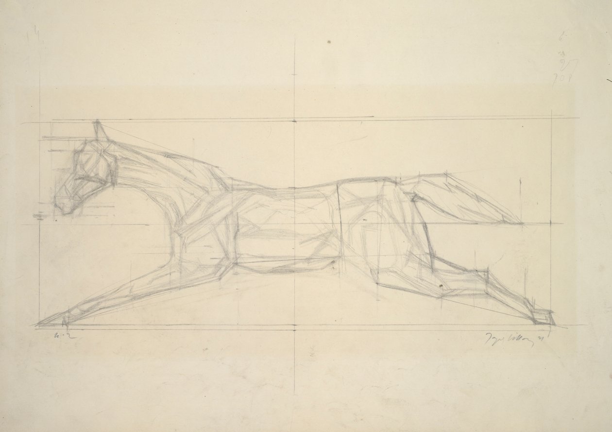 Řada žokejů, č. 2 (kůň při pohledu ze strany) od Jacques Villon