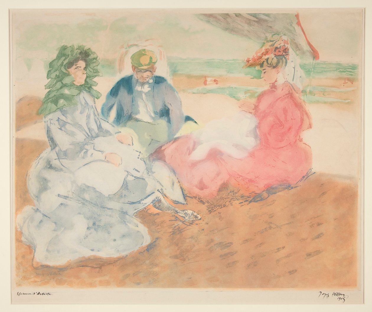 Pod stanem, na pláži (Blonville) od Jacques Villon