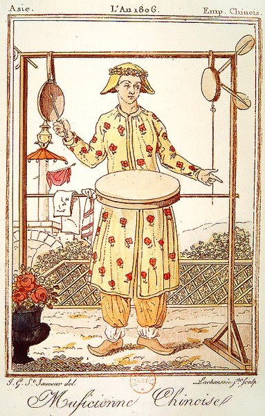 Čínský hudebník, 1806 (barevná rytina) od Jacques after Grasset de Saint Sauveur