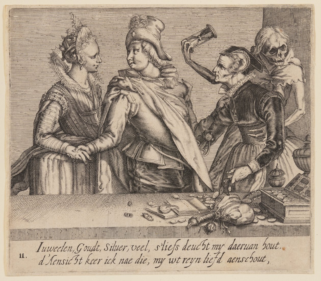 Mladý muž mezi mladou a starou ženou, z knihy Nerovní milenci od Jacques de Gheyn II