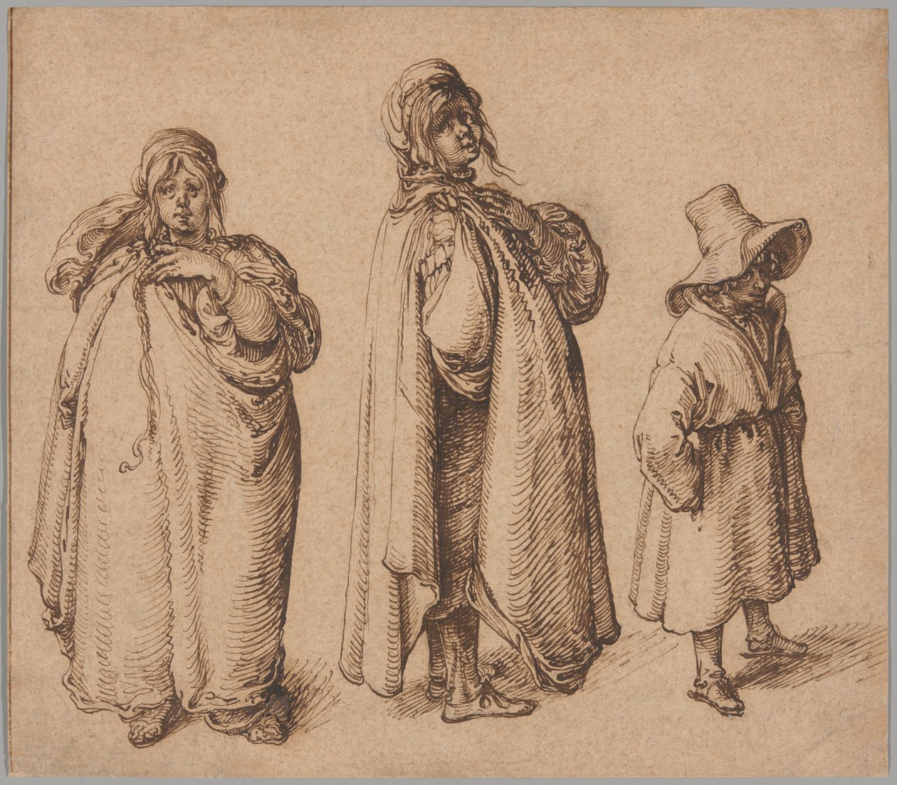 Dvě studie romské ženy a romského chlapce ve velkém klobouku od Jacques de Gheyn II