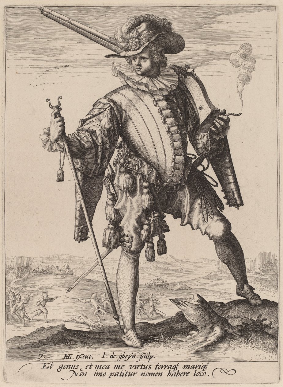 Voják s Arquebusem od Jacques de Gheyn II after Hendrik Goltzius