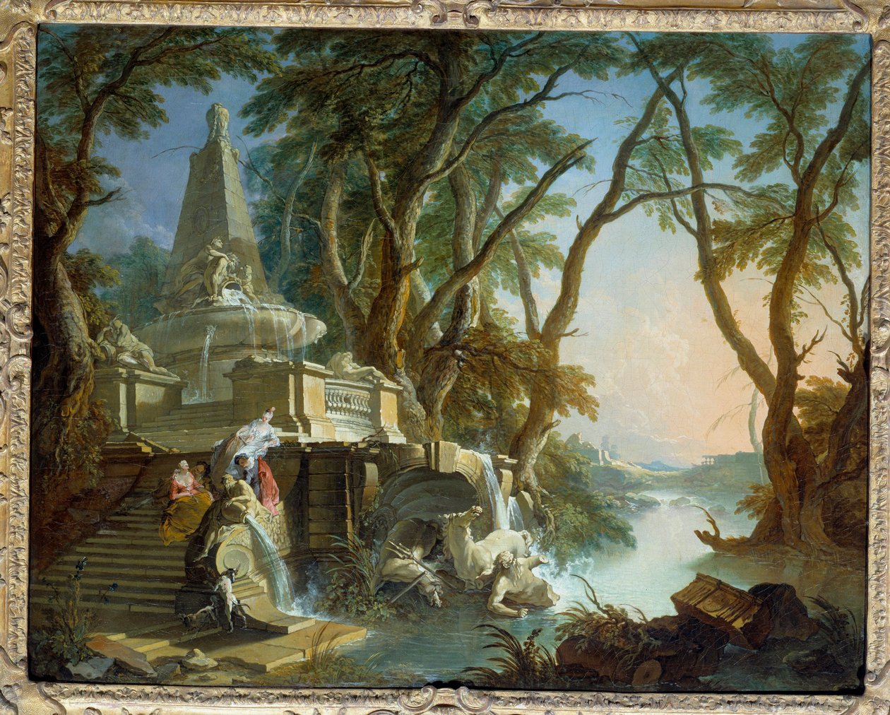 Krajina tvoří aneb „řeka“ Pyramidová fontána s rozbitou sochou Neptuna. Obraz Jacquese de Lajoue (1686-1761) 18. století Sun. 0,81 x 1,01 m od Jacques de Lajoüe