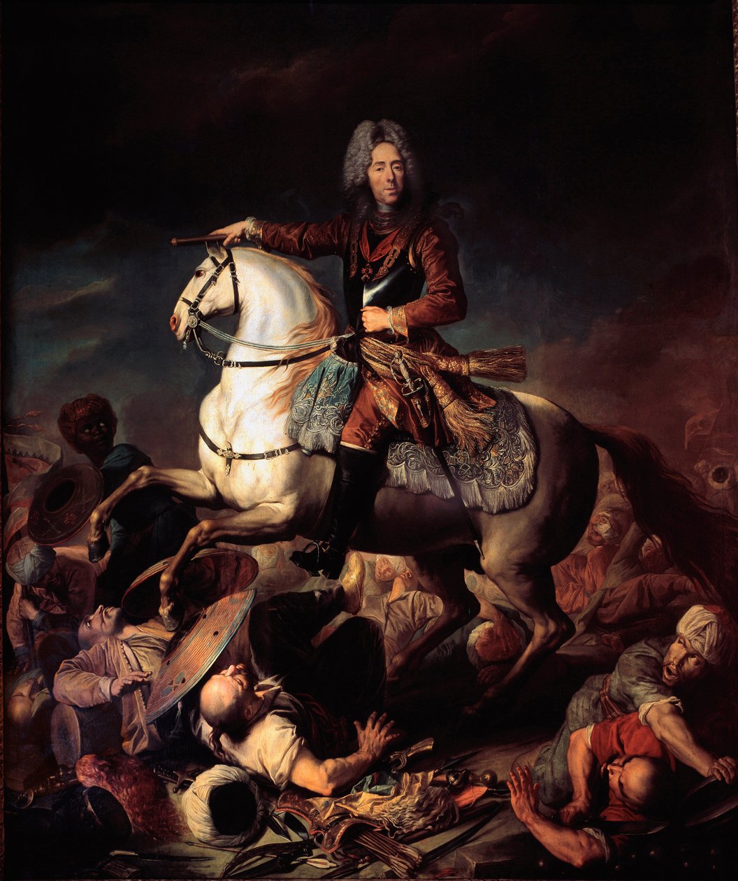 Portrét prince Evžena Savojského-Carignanu (Savoie Carignan, hrabě ze Soissons (1663-1736), nazvaný Obraz prince Evžena od Jacoba Van Schuppena (1670-1751) Turín 18. století, Galleria Sabauda - Portrét prince Evžena Savojského Carignan, počet S od Jacques or Jakobus van Schuppen