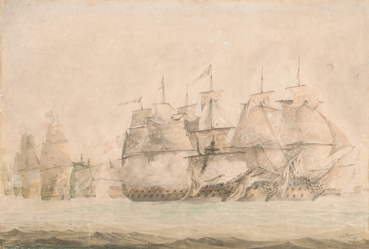 Bitva u Svatého Vincence, Nelson na lodi "Captain" se 14. února 1797 nalodil na dvě řadové lodě a zajal je. od Jahleel Brenton