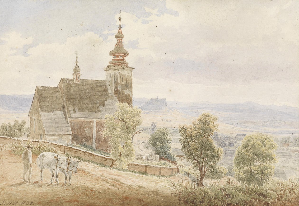 Pohled na Spišský hrad na Slovensku, před hřbitovem a kapitolou katedrály od Jakob Alt