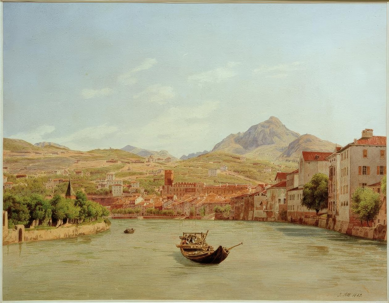 Trento z Adige Bridge od Jakob Alt