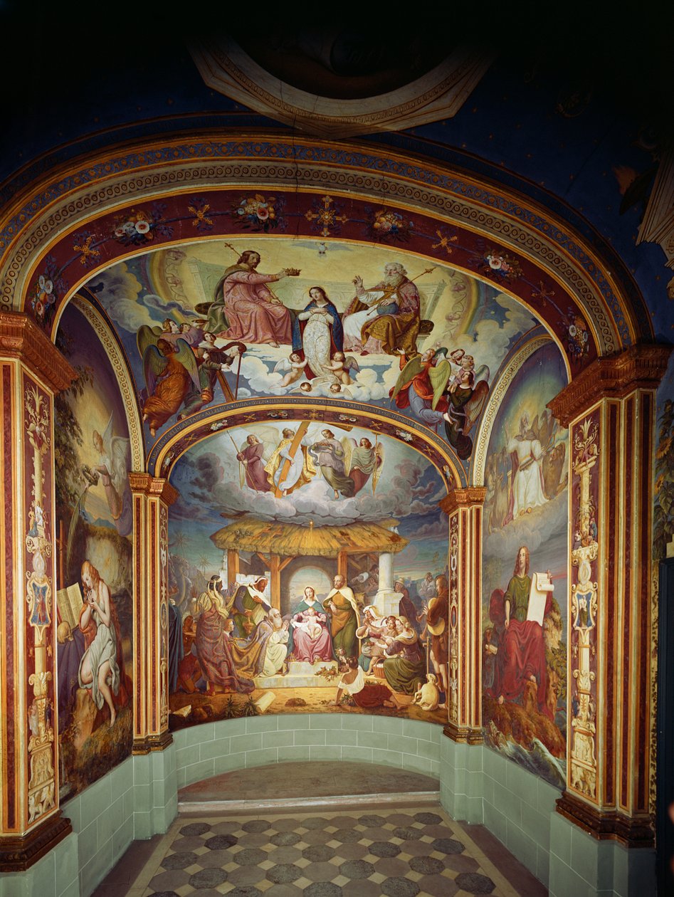 Narození Páně, po stranách sv. Máří Magdalény a sv. Jana Evangelisty, kolem roku 1842 od Jakob Goetzenberger