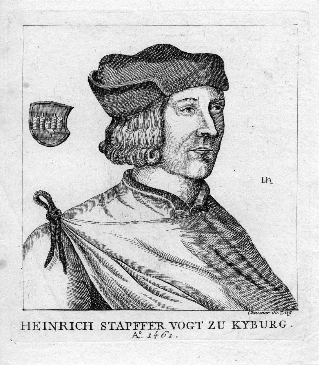 rytý portrét od Jakob Joseph Clausner