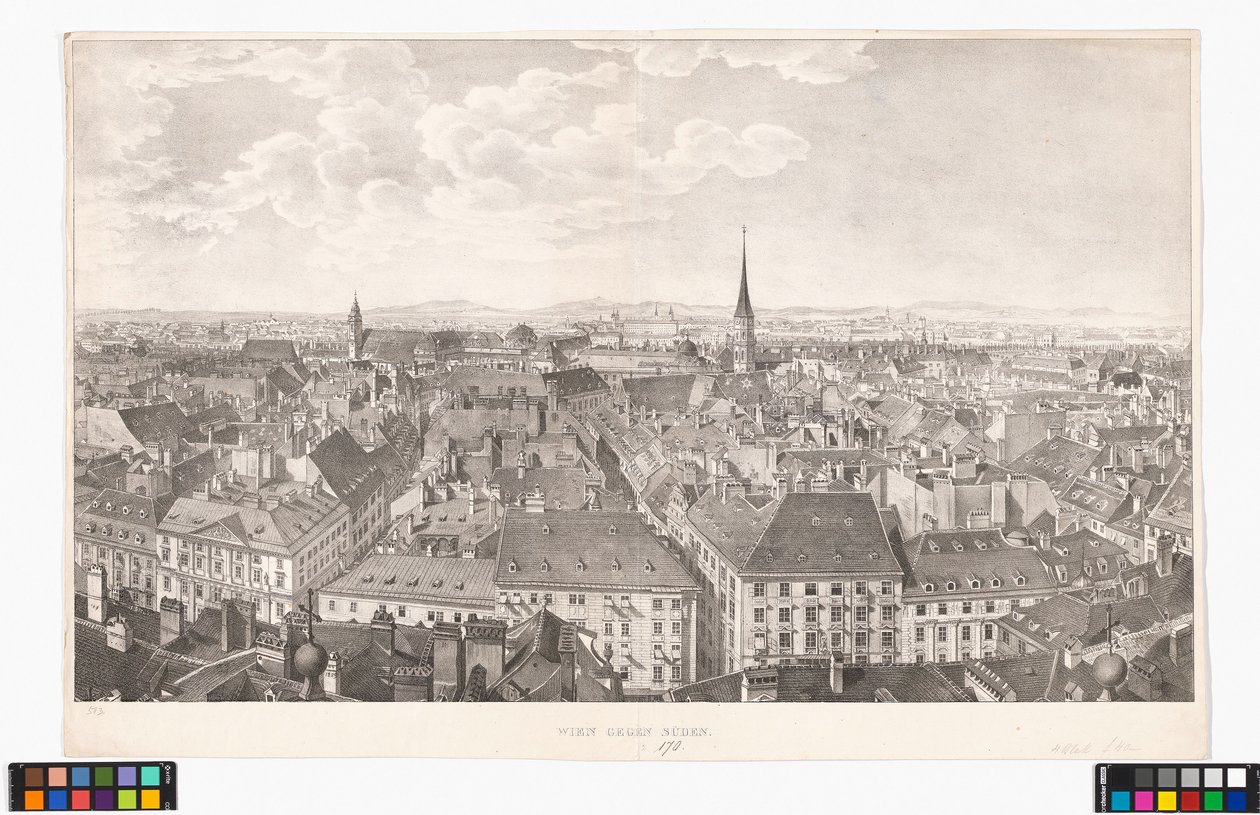 Panorama Vídně směrem k jihu, od kostela svatého Petra od Jakob Alt