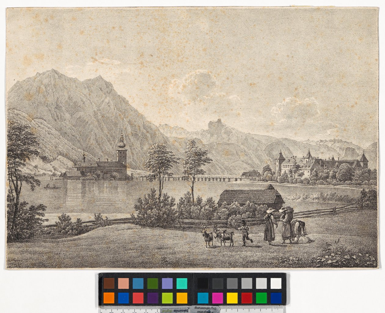 Jezero Traun a zámek Orth od Jakob Alt