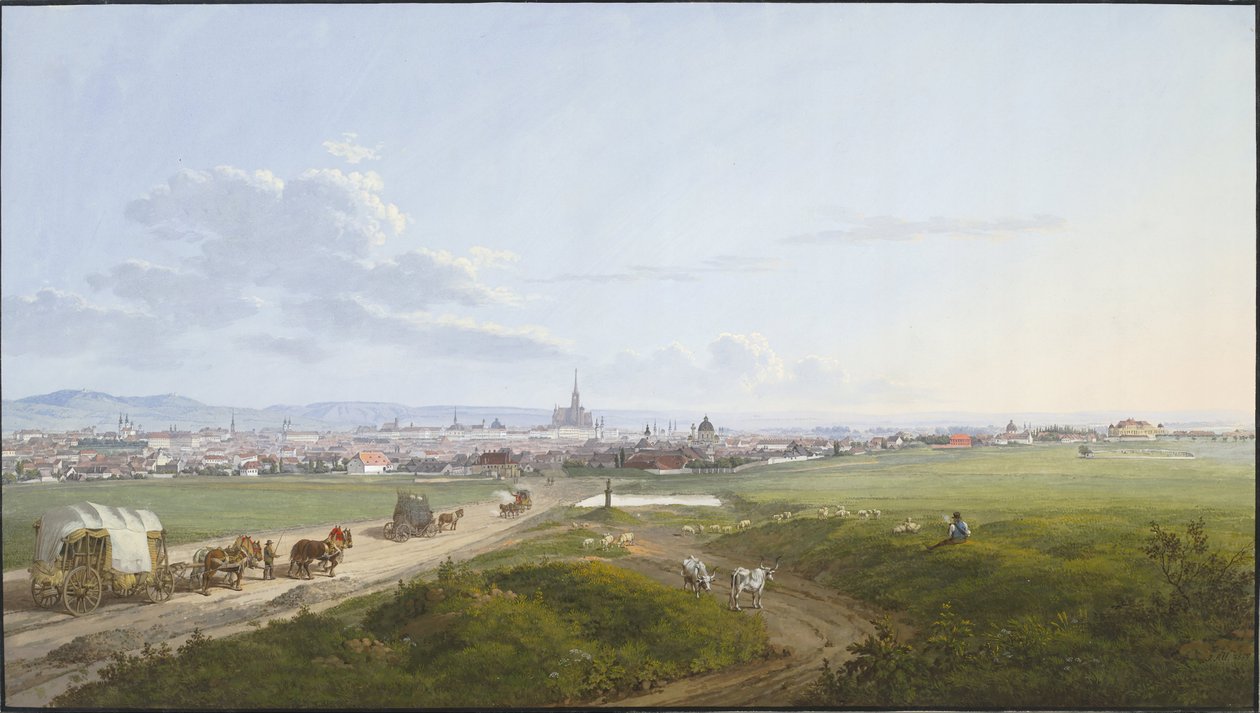 Pohled na Vídeň z Přadleny na kříži, 1817 od Jakob Alt