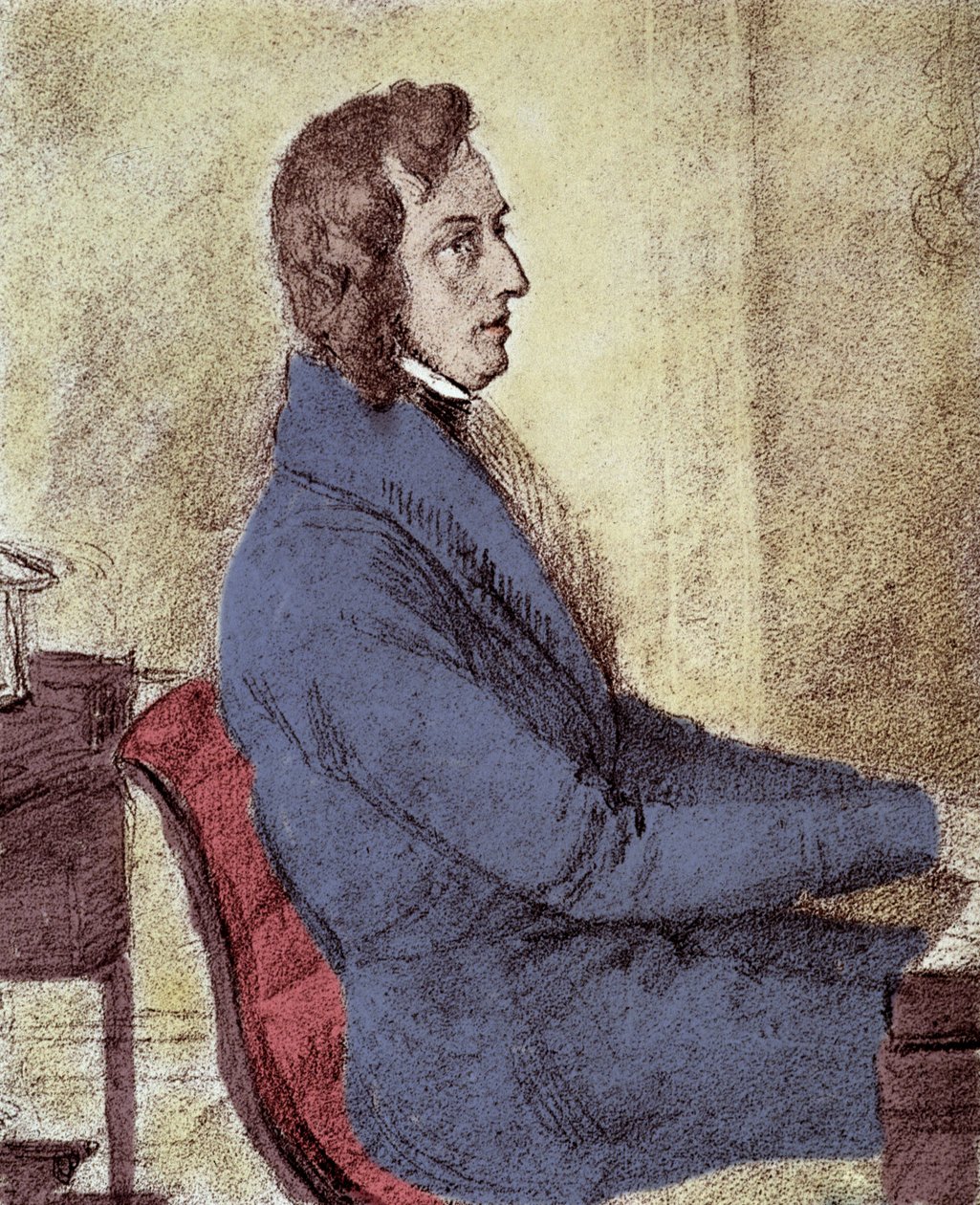 Portrét Frederika Chopina (1810-1849), polského skladatele. - kresba Gotzenberger od Jakob Goetzenberger