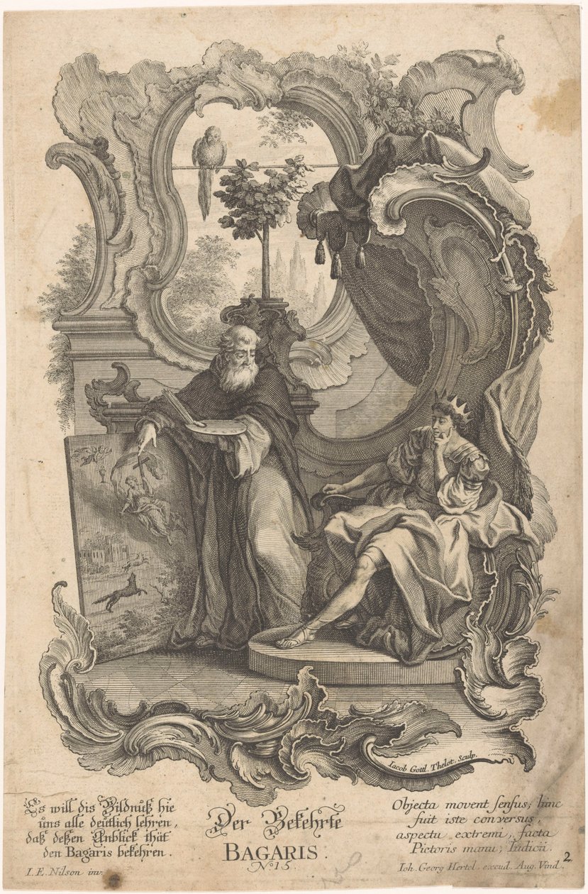 Bagaris konvertita Der Bekehrte Bagaris (název na objektu) Apelles a Bagaris (název série) od Jakob Gottlieb Thelott