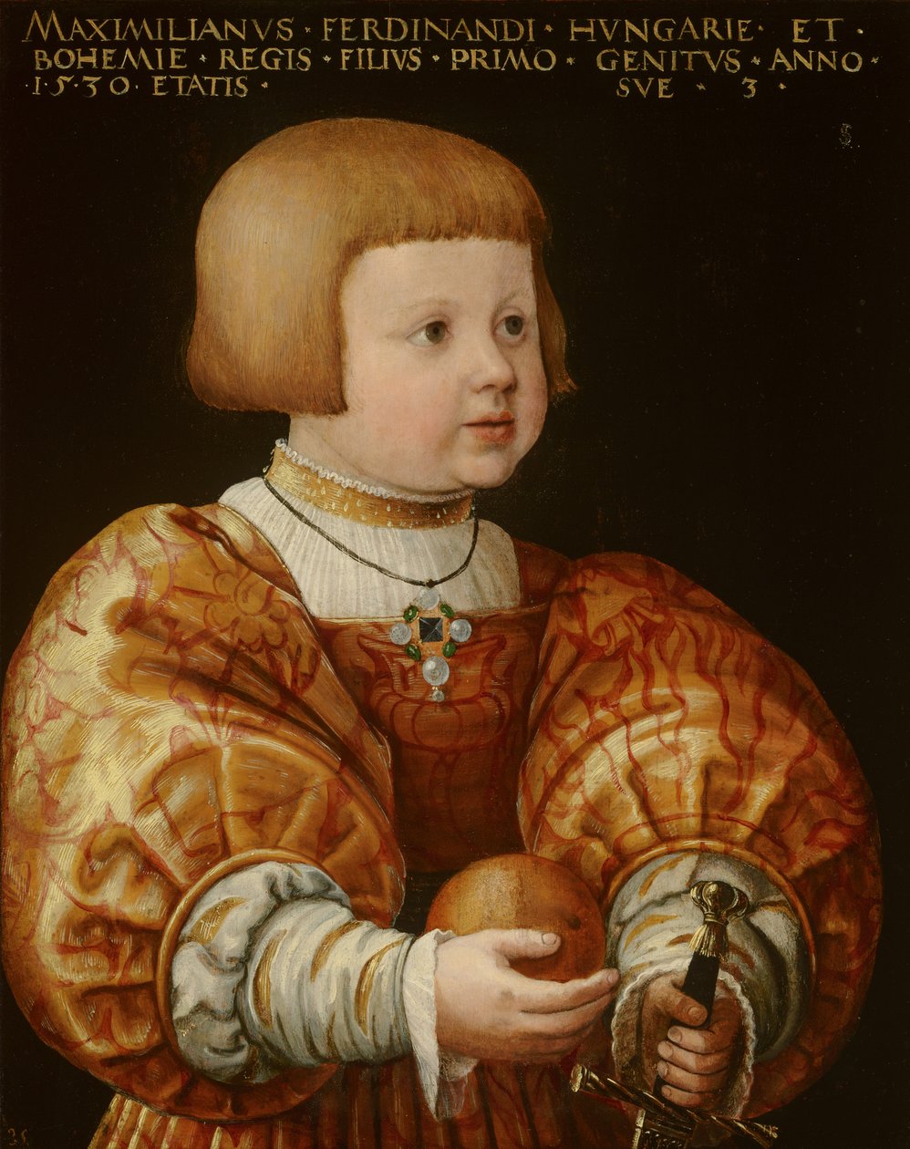 Portrét Maxmiliána Rakouského (1527-1576), tříletý, 1630 od Jakob Seisenegger