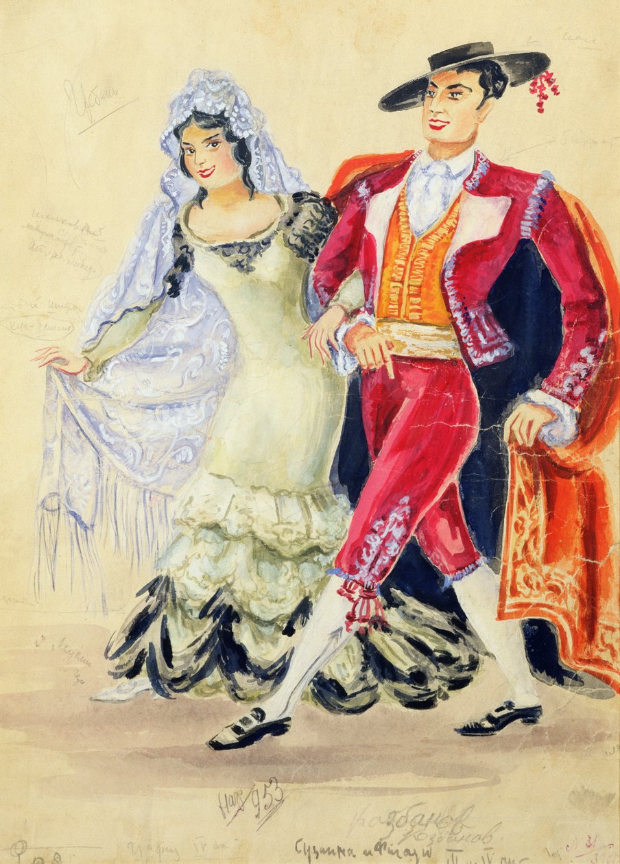 Kostýmní návrh k Mozartově Figarově svatbě od Jakov Zinovyevich Stoffer