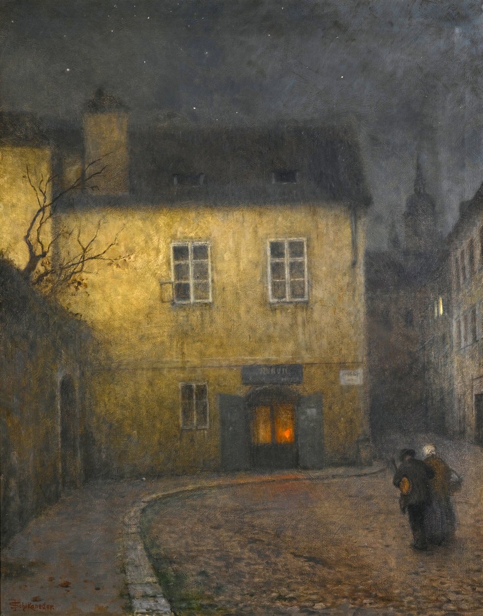Roh ulice v Praze par Schikaneder, Jakub (1855-1924), c. 1900 - Olej na plátně od Jakub Schikaneder