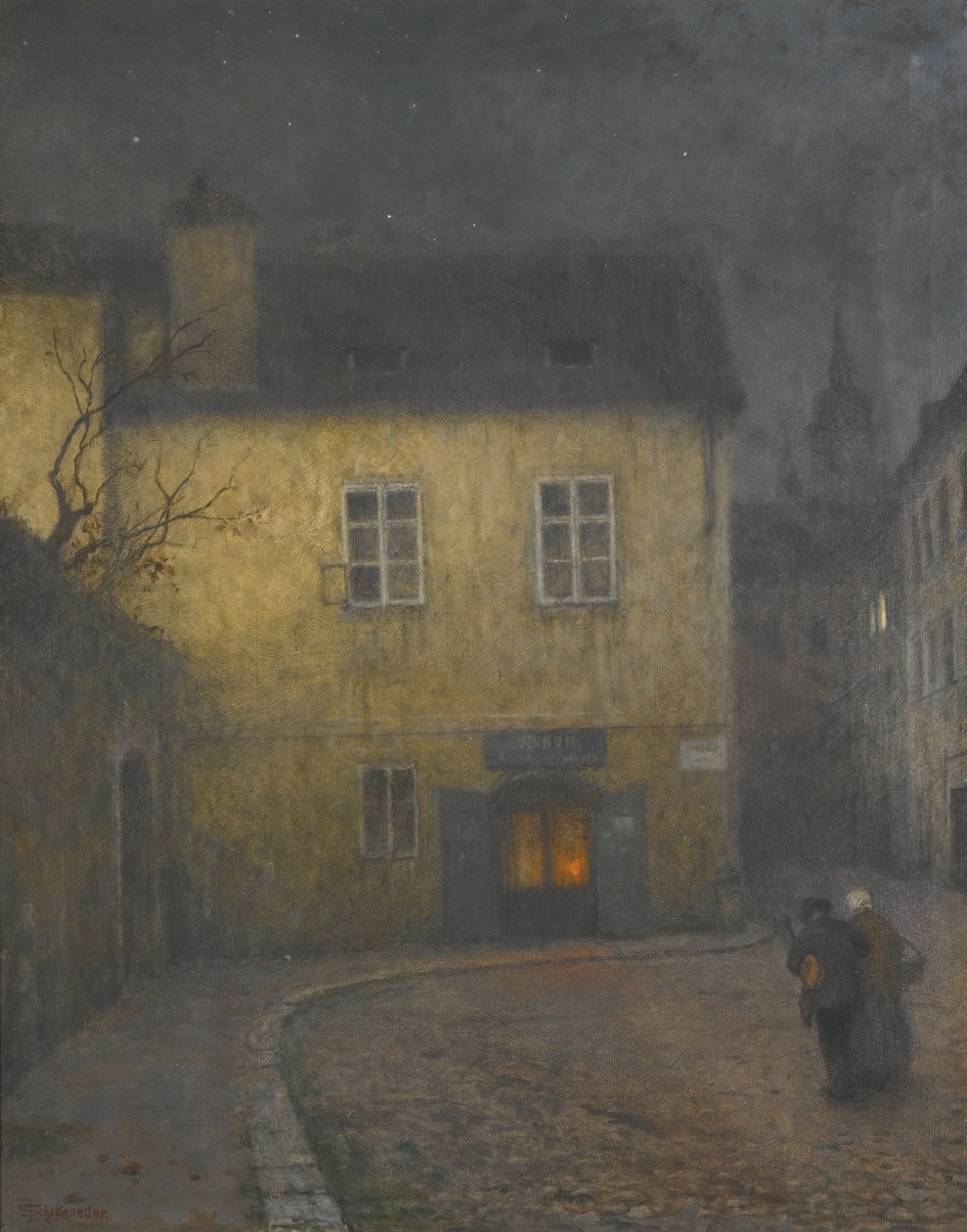 Roh ulice v Praze, c. 1900 od Jakub Schikaneder