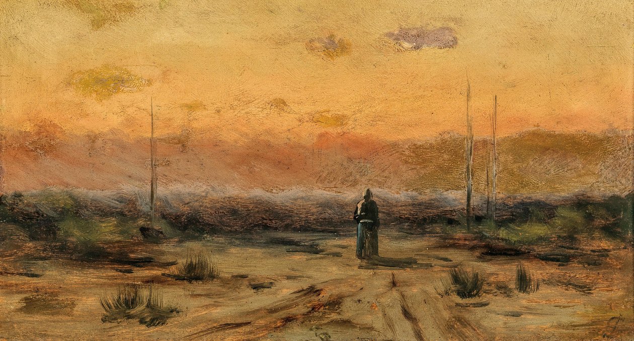 Žena na pobřeží při východu slunce. od Jakub Schikaneder
