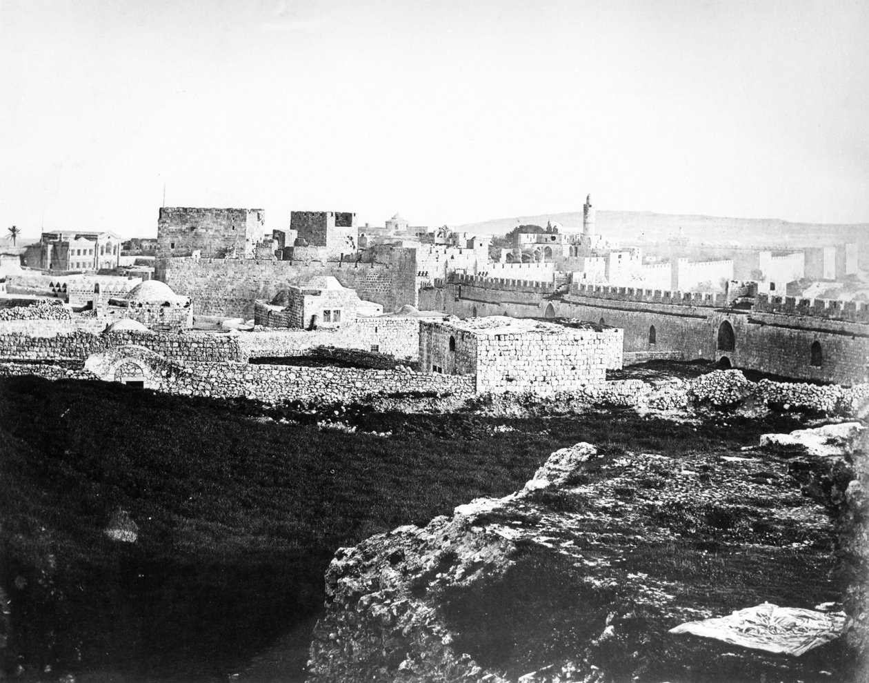 Kristův kostel a Jaffská brána, Jeruzalém, 1857 od Felice Beato