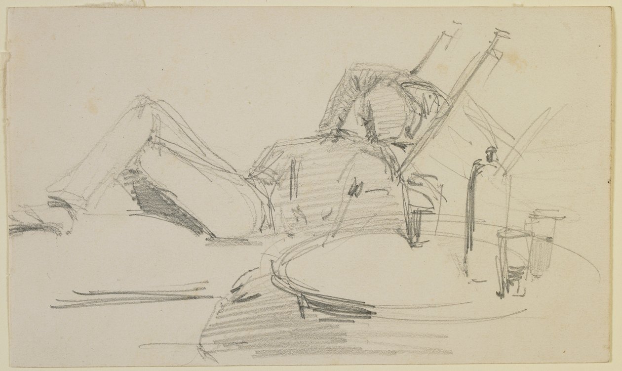 Muž ležící na posteli, 1858 (tužka na bělavém vliesovém papíře) od James Abbott McNeill Whistler