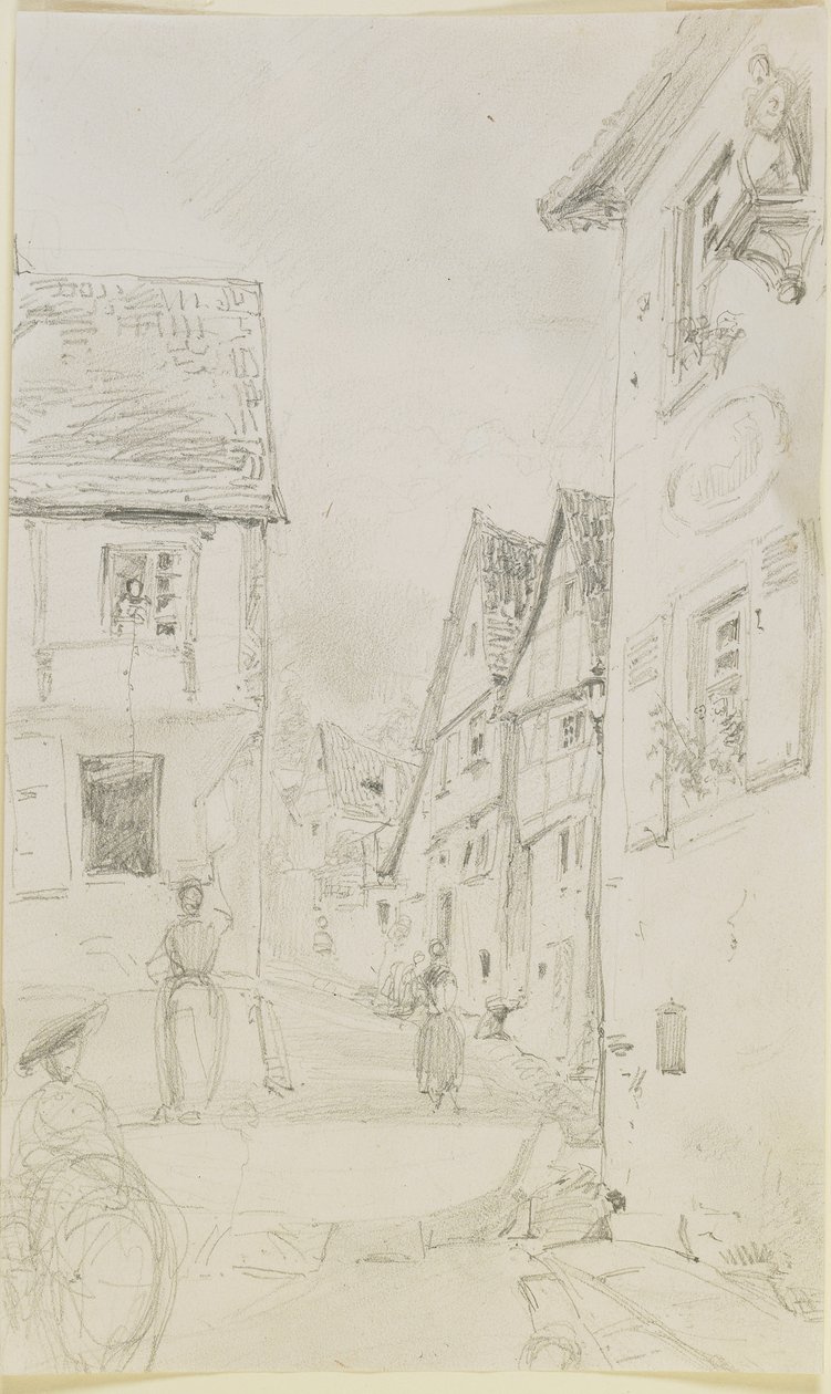 Pouliční scéna, 1858 (tužka na špinavě bílý tkaný papír) od James Abbott McNeill Whistler