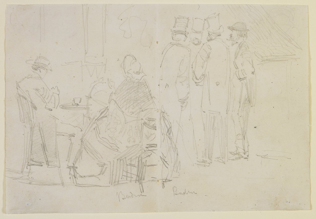 Baden-Baden, 1858 (tužka na špinavě bílý tkaný papír) od James Abbott McNeill Whistler