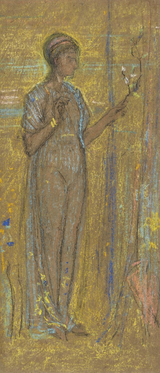 Modrá a zlatá, 1871-72 (křída a pastel na hnědém papíře) od James Abbott McNeill Whistler