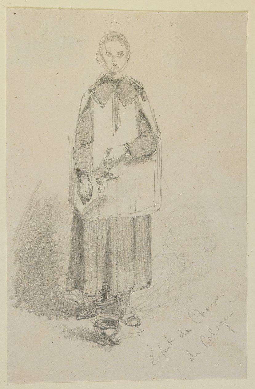 Cologne Choir Child, 1858 (tužka na bílém papíře) od James Abbott McNeill Whistler
