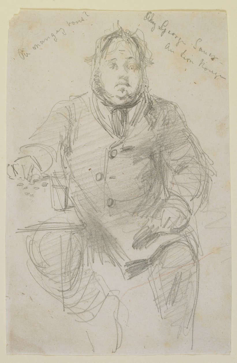 George Sauter u Červeného lva, 1858 (tužka na špinavě bílý tkaný papír) od James Abbott McNeill Whistler