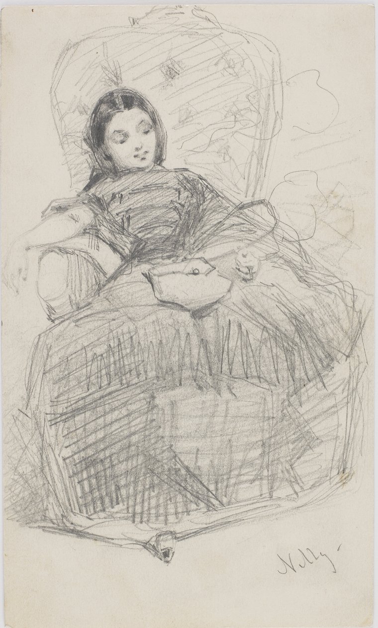 Nelly (Helen Ionides) 1866-69 (tužka na bílém papíře) od James Abbott McNeill Whistler