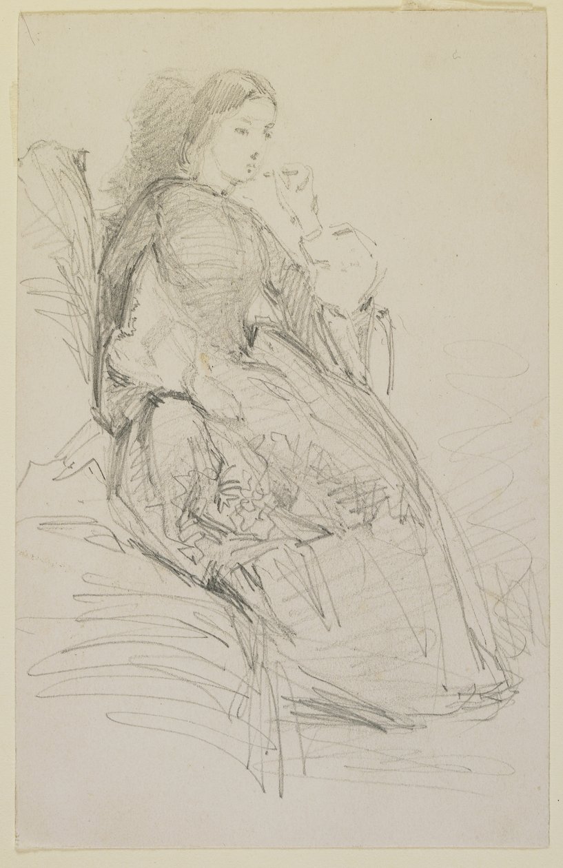 Sedící žena, kouření, 1858-59 (tužka na špinavě bílý tkaný papír) od James Abbott McNeill Whistler