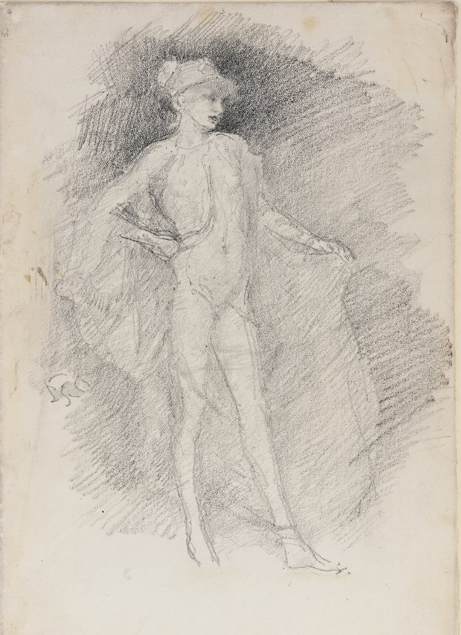 Stojící figura, cca 1890 (pastel na litografickém přenosovém papíru) od James Abbott McNeill Whistler