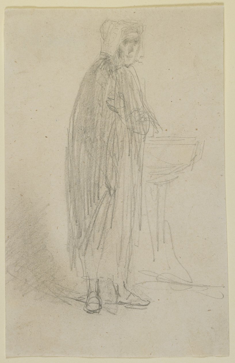 Stojící postava staré ženy, asi 1855-58 (tužka na bělavém vliesovém papíře) od James Abbott McNeill Whistler