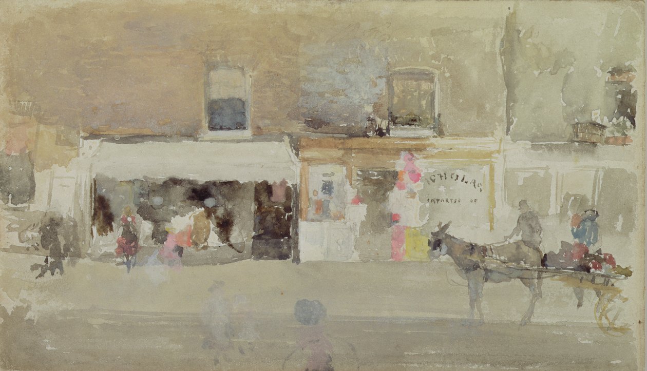 Pouliční scéna v Chelsea, cca 1888 (wc na kartě) od James Abbott McNeill Whistler