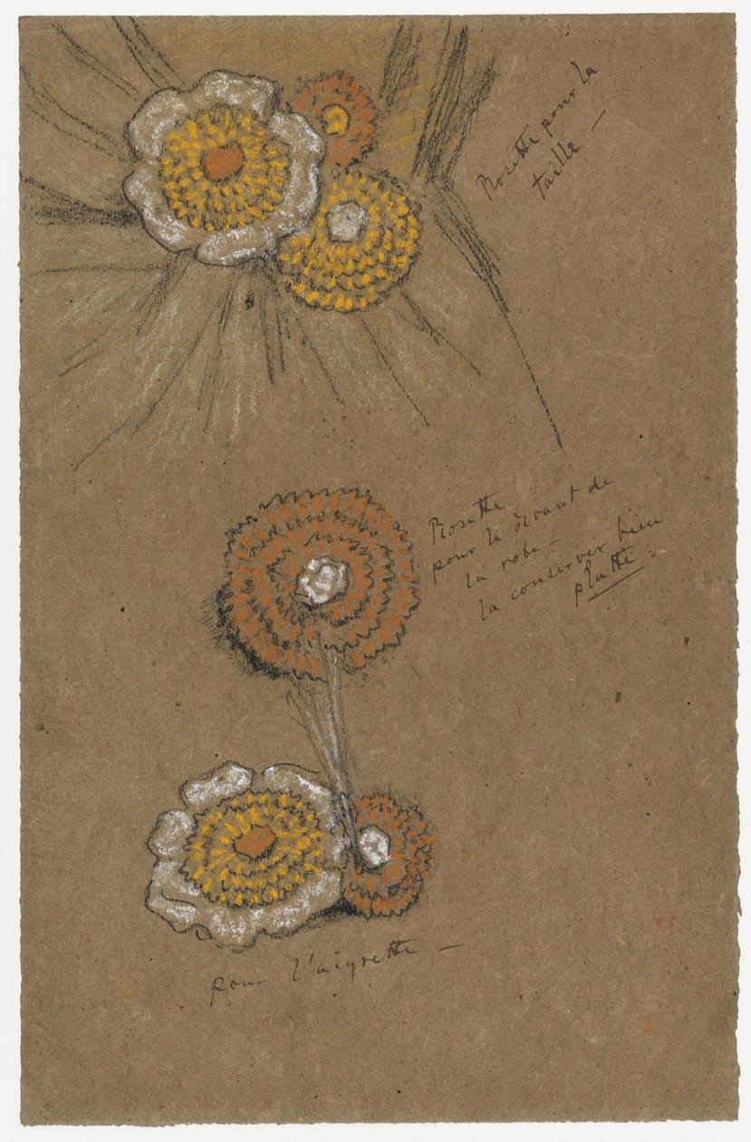 Studie rozet, 1871-74 (černé a bílé křídy na hnědém papíře) od James Abbott McNeill Whistler